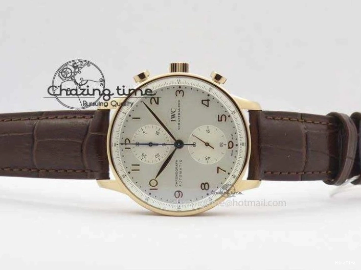 MIROTIME 0821 Portuguese Chrono RG IW371480 ZF 1:1 Best Edition White Dial On Brown Leather Strap A7750 V HighPerformance 7266
